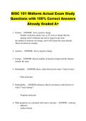 BISC 101 Midterm Actual Exam Study &NewLine;Questions with 100&percnt; Correct Answers &NewLine;Already Graded A&plus;