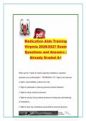 Virginia Medication Aide Training Exam 2026&sol;2027 &vert; 80&plus; Questions & Answers &vert; 5 Rights&comma; Drug Abbreviations&comma; Dosage Conversions&comma; ADR & Medication Safety