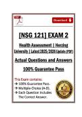 Exam 2 NSG121&sol;NSG 121 Health Assessment &vert; Herzing &lpar;2026&sol;2027&rpar; Verified Actual &lpar;PDF&rpar;