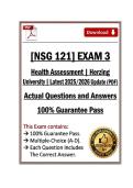 Exam 3 NSG121&sol;NSG 121 Health Assessment &vert; Herzing &lpar;2026&sol;2027&rpar; Verified Actual &lpar;PDF&rpar;