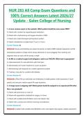 NUR 283 All Comp Exam Questions and 100&percnt; Correct Answers Latest 2026&sol;27 Update - Galen College of Nursing