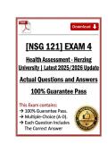 Exam 1&comma;2&comma;3&comma;4&Final NSG121&sol;NSG 121 Health Assessment &vert; Herzing &lpar;2026&sol;2027&rpar; Verified Actual &lpar;PDF&rpar;