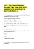 Heavy Truck Brakes Michigan Mechanic Final Examination &vert; Study Guide