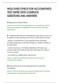WGU D550 ETHICS FOR ACCOUNTANTS&NewLine;TEST PAPER WITH COMPLETE&NewLine;QUESTIONS AND ANSWERS