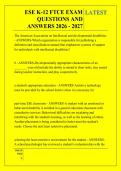 ESE K-12 FTCE EXAM &NewLine;QUESTIONS AND &NewLine;ANSWERS 2026 - 2027