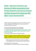 OCILB &ndash; Electrical Contractor Law&comma; &NewLine;Business & Safety Examination Exam &NewLine;Practice Questions And Correct Answers &NewLine;&lpar;Verified Answers&rpar; Plus Rationale 2027 &NewLine;Q&A&vert; Instant Download Pdf&period;