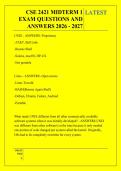 CSE 2421 MIDTERM 1 &NewLine;EXAM QUESTIONS AND &NewLine;ANSWERS 2026 - 2027