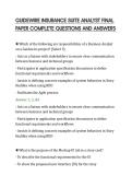 GUIDEWIRE INSURANCE SUITE ANALYST FINAL&NewLine;PAPER COMPLETE QUESTIONS AND ANSWERS