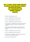 BIO 117 EXAM 1 STUDY GUIDE 2026&sol;2027 &NewLine;ACCURATE QUESTIONS WITH CORRECT &NewLine;DETAILED SOLUTIONS &vert;&vert; &NewLine;100&percnt; GUARANTEED PASS &NewLine;<NEWEST VERSION> &NewLine;HONDROS 
