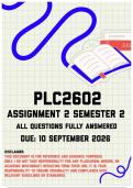 PLC2602 Assignment 2 Semester 2 MEMO &vert; Due 10 September 2026