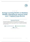 Portage Learning MATH 110 Statistics Module 2 35&plus; Questions & Answers 2026&sol;2027 &vert; Updated Exam Review