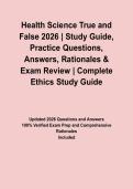 Health Science True and False 2026 &vert; Study Guide&comma; Practice Questions&comma; Answers&comma; Rationales & Exam Review