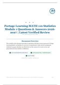 Portage Learning MATH 110 Statistics Module 1 20&plus; Questions & Answers 2026&sol;2027 &vert; Latest Verified Review
