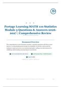 Portage Learning MATH 110 Statistics Module 3 10&plus; Questions & Answers 2026&sol;2027 &vert; Comprehensive Review