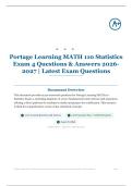 Portage Learning MATH 110 Statistics Exam 4 5&plus; Questions & Answers 2026&sol;2027 &vert; Latest Exam Questions