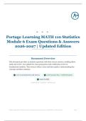 Portage Learning MATH 110 Statistics Module 6 Exam 10&plus; Questions & Answers 2026&sol;2027 &vert; Updated Edition