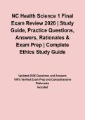NC Health Science 1 Final Exam Review 2026 &vert; Study Guide&comma; Practice Questions&comma; Answers&comma; Rationales & Exam Prep