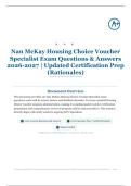 Nan McKay Housing Choice Voucher Specialist Exam 155&plus; Questions & Answers 2026&sol;2027 &vert; Updated Certification Prep &lpar;Rationales&rpar;