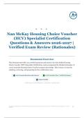 Nan McKay Housing Choice Voucher &lpar;HCV&rpar; Specialist Certification 100&plus; Questions & Answers 2026&sol;2027 &vert; Verified Exam Review &lpar;Rationales&rpar;