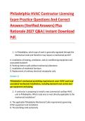 Philadelphia HVAC Contractor Licensing &NewLine;Exam Practice Questions And Correct &NewLine;Answers &lpar;Verified Answers&rpar; Plus &NewLine;Rationale 2027 Q&A&vert; Instant Download &NewLine;Pdf&period; 
