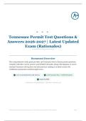Tennessee Permit Test 135&plus; Questions & Answers 2026&sol;2027 &vert; Latest Updated Exam &lpar;Rationales&rpar;