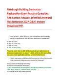 Pittsburgh Building Contractor &NewLine;Registration Exam Practice Questions &NewLine;And Correct Answers &lpar;Verified Answers&rpar; &NewLine;Plus Rationale 2027 Q&A&vert; Instant &NewLine;Download Pdf