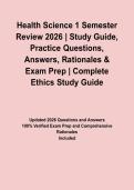 Health Science 1 Semester Review 2026 &vert; Study Guide&comma; Practice Questions&comma; Answers&comma; Rationales & Exam Prep