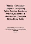 Medical Terminology Chapter 1 2026 &vert; Study Guide&comma; Practice Questions&comma; Answers&comma; Rationales & Exam Review
