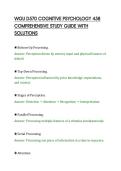 WGU D570 COGNITIVE PSYCHOLOGY 458&NewLine;COMPREHENSIVE STUDY GUIDE WITH&NewLine;SOLUTIONS