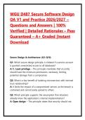 WGU D487 Secure Software Design OA V1 and Practice 2026&sol;2027 &ndash; Questions and Answers &vert; 100&percnt; Verified &vert; Detailed Rationales &ndash; Pass Guaranteed &ndash; A&plus; Graded &vert;Instant Download