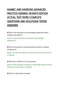 HAMRIC AND HANSONS ADVANCED&NewLine;PRACTICE NURSING SEVENTH EDITION&NewLine;ACTUAL TEST PAPER COMPLETE&NewLine;QUESTIONS AND SOLUTIONS TESTED&NewLine;ANSWERS&NewLine;