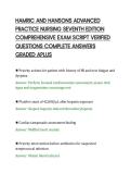 HAMRIC AND HANSONS ADVANCED&NewLine;PRACTICE NURSING SEVENTH EDITION&NewLine;COMPREHENSIVE EXAM SCRIPT VERIFIED&NewLine;QUESTIONS COMPLETE ANSWERS&NewLine;GRADED APLUS&NewLine;