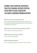 HAMRIC AND HANSONS ADVANCED&NewLine;PRACTICE NURSING SEVENTH EDITION&NewLine;EXAM PREP SOLVED QUESTIONS&NewLine;ACCURATE ANSWERS PREMIUM REVIEW