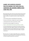 HAMRIC AND HANSONS ADVANCED&NewLine;PRACTICE NURSING TEST PAPER 2026 FULL&NewLine;QUESTIONS AND ANSWERS VERIFIED STUDY&NewLine;GUIDE FINAL PREP
