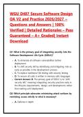 WGU D487 Secure Software Design OA V2 and Practice 2026&sol;2027 &ndash; Questions and Answers &vert; 100&percnt; Verified &vert; Detailed Rationales &ndash; Pass Guaranteed &ndash; A&plus; Graded&vert; Instant Download