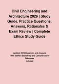Civil Engineering and Architecture 2026 &vert; Study Guide&comma; Practice Questions&comma; Answers&comma; Rationales & Exam Review