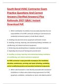 South Bend HVAC Contractor Exam &NewLine;Practice Questions And Correct &NewLine;Answers &lpar;Verified Answers&rpar; Plus &NewLine;Rationale 2027 Q&A&vert; Instant &NewLine;Download Pdf