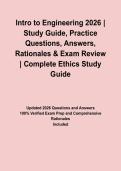 Intro to Engineering 2026 &vert; Study Guide&comma; Practice Questions&comma; Answers&comma; Rationales & Exam Review
