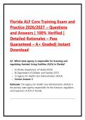 &NewLine;Florida ALF Core Training Exam and Practice 2026&sol;2027 &ndash; Questions and Answers &vert; 100&percnt; Verified &vert; Detailed Rationales &ndash; Pass Guaranteed &ndash; A&plus; Graded&vert; Instant Download&NewLine;