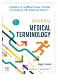 test bank for quiCk and easy mediCal terminology 10th editionby leonard&vert;NEWEST EDITION&lpar;2026&rpar;