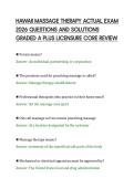 HAWAII MASSAGE THERAPY ACTUAL EXAM&NewLine;2026 QUESTIONS AND SOLUTIONS&NewLine;GRADED A PLUS LICENSURE CORE REVIEW