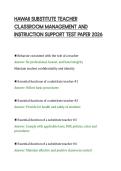 HAWAII SUBSTITUTE TEACHER&NewLine;CLASSROOM MANAGEMENT AND&NewLine;INSTRUCTION SUPPORT TEST PAPER 2026&NewLine;