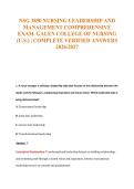 NSG 3850 NURSING LEADERSHIP AND&NewLine;MANAGEMENT COMPREHENSIVE&NewLine;EXAM&period; GALEN COLLEGE OF NURSING&NewLine;&lpar;U&period;S&period;&rpar; &vert; COMPLETE VERIFIED ANSWERS&NewLine;2026&sol;2027