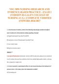 NSG 3850 NURSING RESEARCH AND&NewLine;EVIDENCE-BASED PRACTICE - EXAM 1&NewLine;&lpar;VERSION B&rpar; GALEN COLLEGE OF&NewLine;NURSING &lpar;U&period;S&period;&rpar; &vert; COMPLETE VERIFIED&NewLine;ANSWERS 2026&sol;2027
