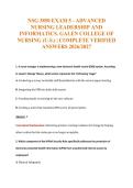 NSG 3850 EXAM 5 - ADVANCED&NewLine;NURSING LEADERSHIP AND&NewLine;INFORMATICS&period; GALEN COLLEGE OF&NewLine;NURSING &lpar;U&period;S&period;&rpar; &vert; COMPLETE VERIFIED&NewLine;ANSWERS 2026&sol;2027
