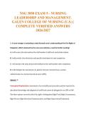NSG 3850 EXAM 5 - NURSING&NewLine;LEADERSHIP AND MANAGEMENT&period;&NewLine;GALEN COLLEGE OF NURSING &lpar;U&period;S&period;&rpar; &vert;&NewLine;COMPLETE VERIFIED ANSWERS&NewLine;2026&sol;2027