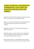 HAZMAT AWARENESS AND OPERATIONS&NewLine;COMPREHENSIVE TEST SCRIPT 2026&NewLine;QUESTIONS WITH SOLUTIONS 100&percnt;&NewLine;CORRECT&period;