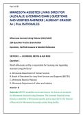 MINNESOTA ASSISTED LIVING DIRECTOR &NewLine;&lpar;ALD&sol;LALD&rpar; LICENSING EXAM &vert; QUESTIONS &NewLine;AND VERIFIED ANSWERS &vert; ALREADY GRADED &NewLine;A&plus; &vert; Plus RATIONALES