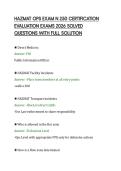 HAZMAT OPS EXAM N 250 CERTIFICATION&NewLine;EVALUATION EXAMS 2026 SOLVED&NewLine;QUESTIONS WITH FULL SOLUTION