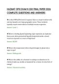 HAZMAT OPS EXAM N 250 FINAL PAPER 2026&NewLine;COMPLETE QUESTIONS AND ANSWERS